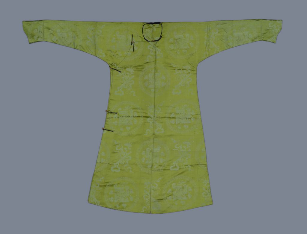 草绿色暗花绸常服袍